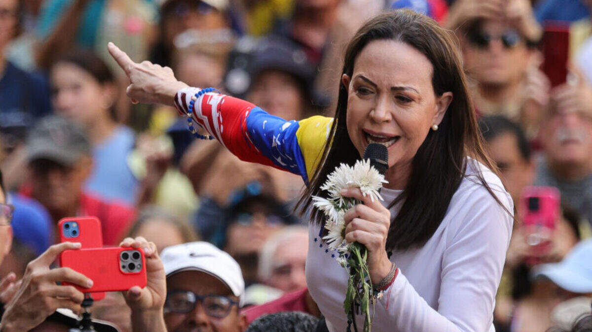 Venezuelan Opposition Leader Machado Is Intercepted After Joining Anti-government Protest